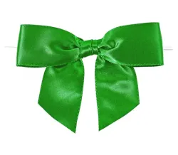 Emerald Pre-Tied Satin Bows with Twist Ties