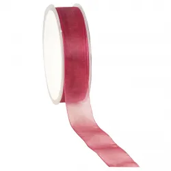 Organza Woven Edge Ribbon; Plum Red