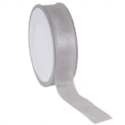 Organza Woven Edge Ribbon; Silver